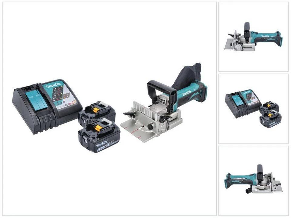 Makita DPJ 180 Nutfräse Akku 18 V 100 mm 2x 4,0 Ah Ladegerät