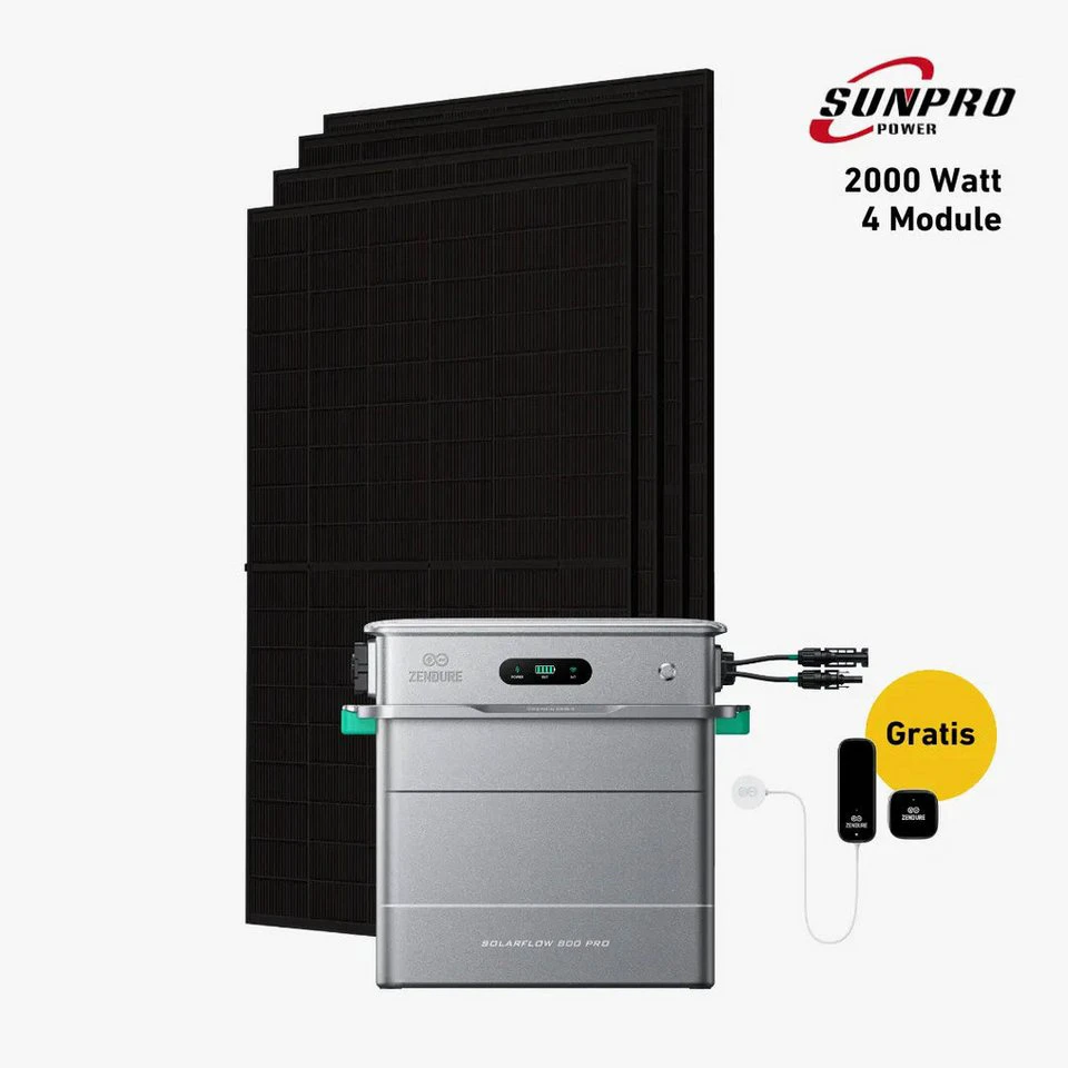 Balkonstrom Balkonkraftwerk Zendure Solarflow 800 Pro 2000 W Speicher bifazial