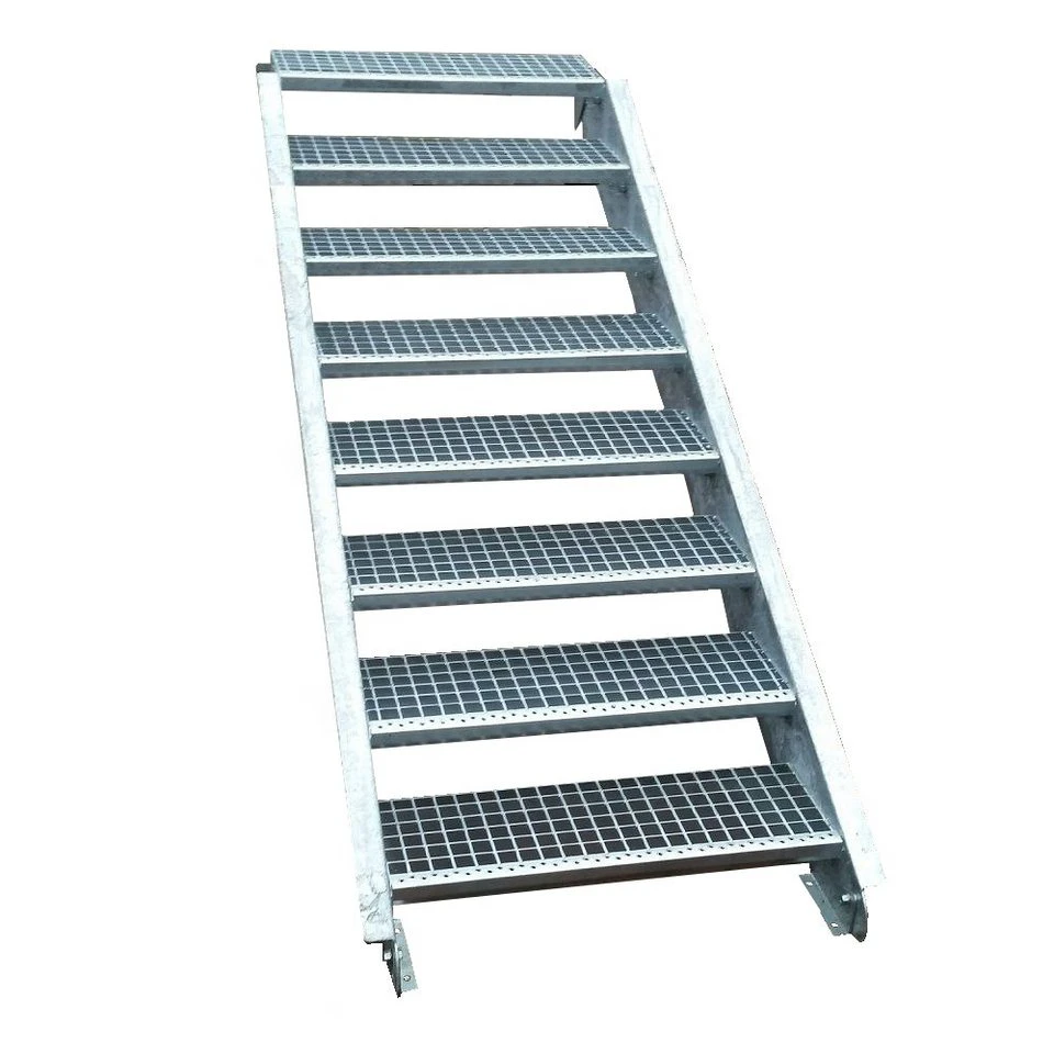 SRM Design Außentreppe 8 Stufen verzinkt B. 100 cm H. 120 - 160 cm