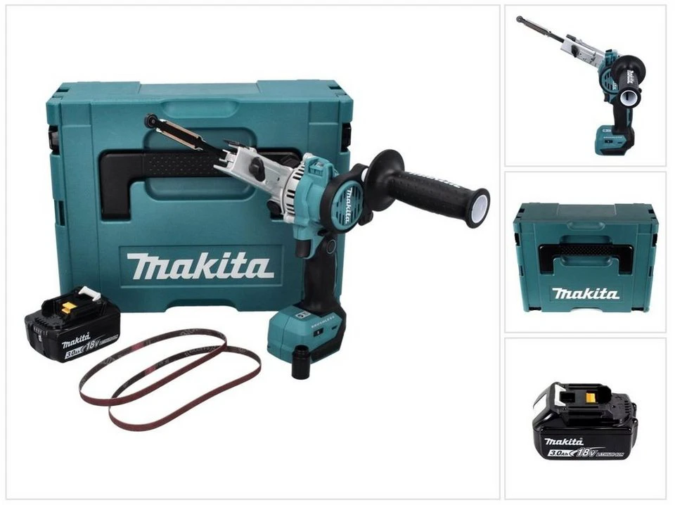 Makita Akku Bandfeile DBS 180 18 V 9 x 533 mm Brushless mit 3,0 Ah Akku