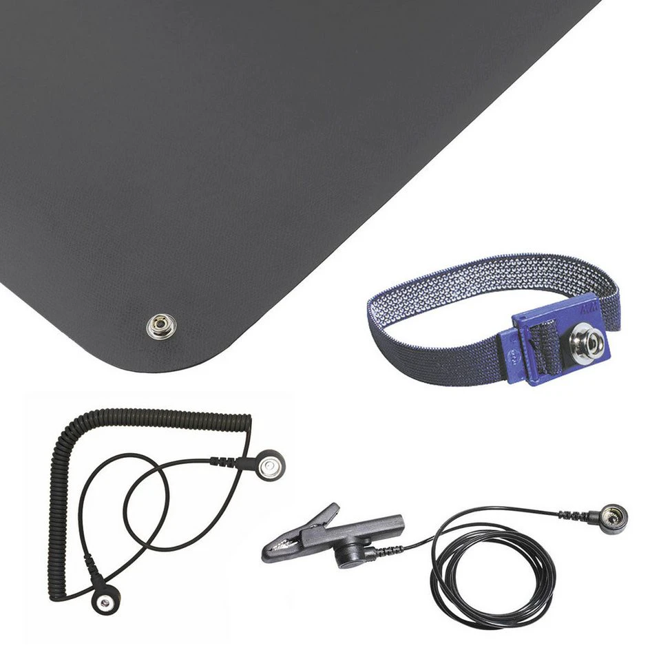 BERNSTEIN TOOLS FOR ELECTRONICS Werkstatt-Set ESD Personenerdung 5-tlg Matte schwarz 900x610x1,5