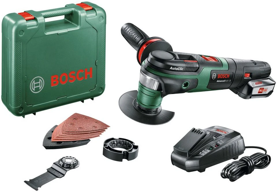 Bosch Home & Garden Akku-Multifunktionswerkzeug AdvancedMulti 18 18 V Set mit Zubehörset Akku 18V/2,5 Ah Ladegerät