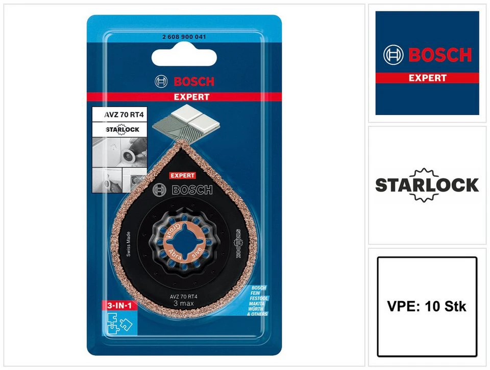 Bosch EXPERT 3 Max AVZ 70 RT4 Mörtelentferner Starlock 87 x 70 mm 10 Stk.