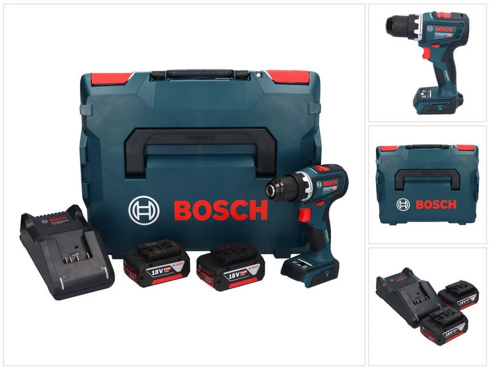 Bosch Professional GSR 18V-90 C Professional Akku-Bohrschrauber 18 V 64 Nm Brushless mit 2 Akkus