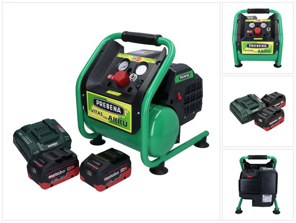 Prebena VITAS 100-AKKU Kompressor 18 V 5 l 8 bar CAS Brushless 2x Akku 5,5 Ah
