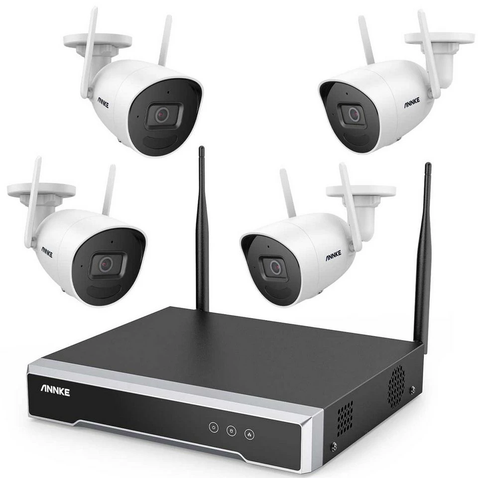 Annke Überwachungskamera Set N48WHS+I51CE*4 5 MP 8-Kanal WLAN NVR mit 4 Kameras Plug-and-Play H.265