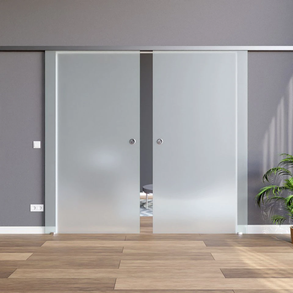 AMOD Doppelschiebetür S+DPL SlimLine mit Griffmuschel und SoftStop beidseitig