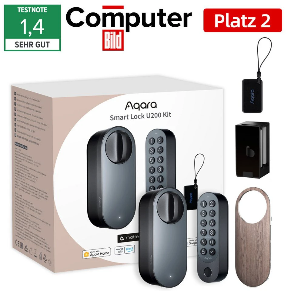 Aqara Türschlossantrieb U200 Smartes Türschloss Kit Bluetooth Matter over Thread Apple Home Key