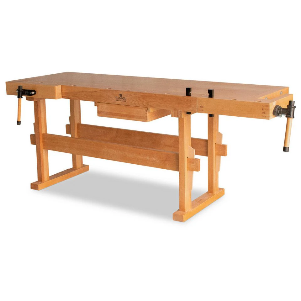 BAMATO Hobelbank WORK-2100 Massivholz Buche 2 Spannzangen 2 Bankhaken
