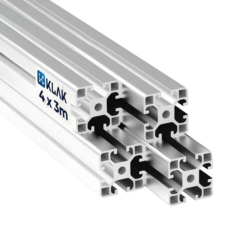 KLAK Alu Profil 4 Stück 40x40mm 3m Montageprofil Nut 8 silber