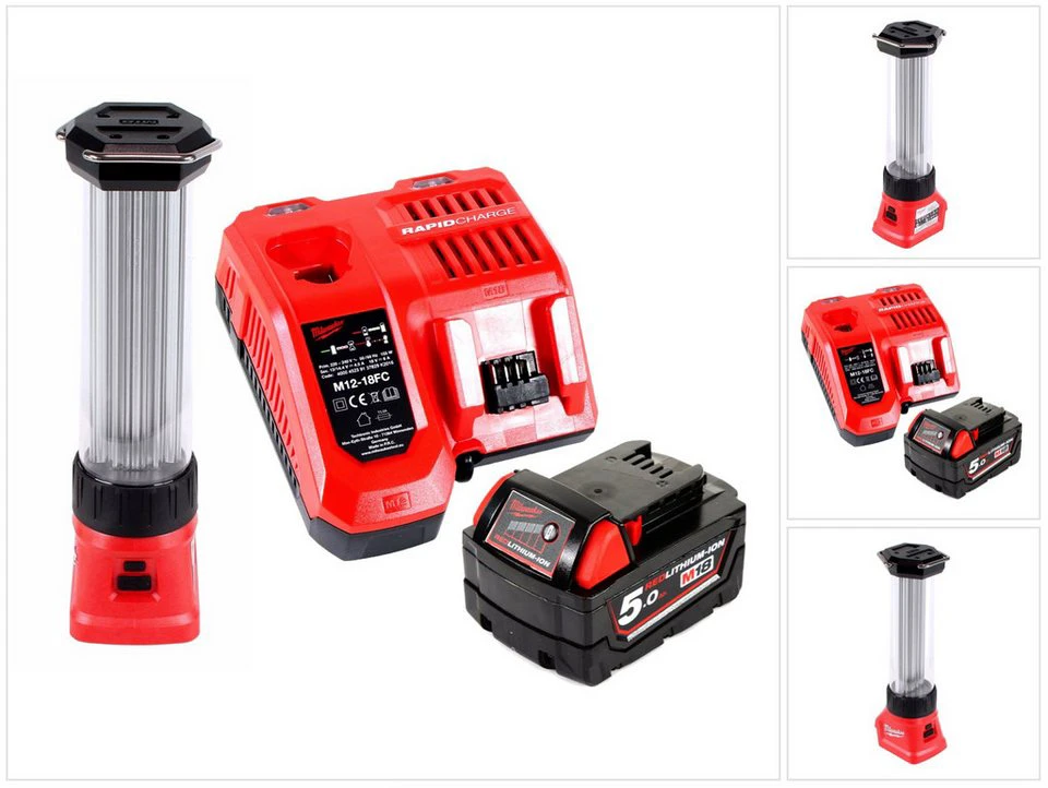 Milwaukee M18 LL-0 LED Akku Laternenleuchte 18 V 5,0 Ah Akku Ladegerät