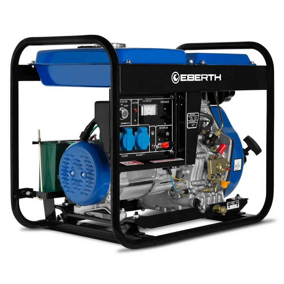 EBERTH GG1-ERD5000E-1 Diesel Stromerzeuger 5000 Watt 10 PS E-Starter AVR 2x 230V 12V