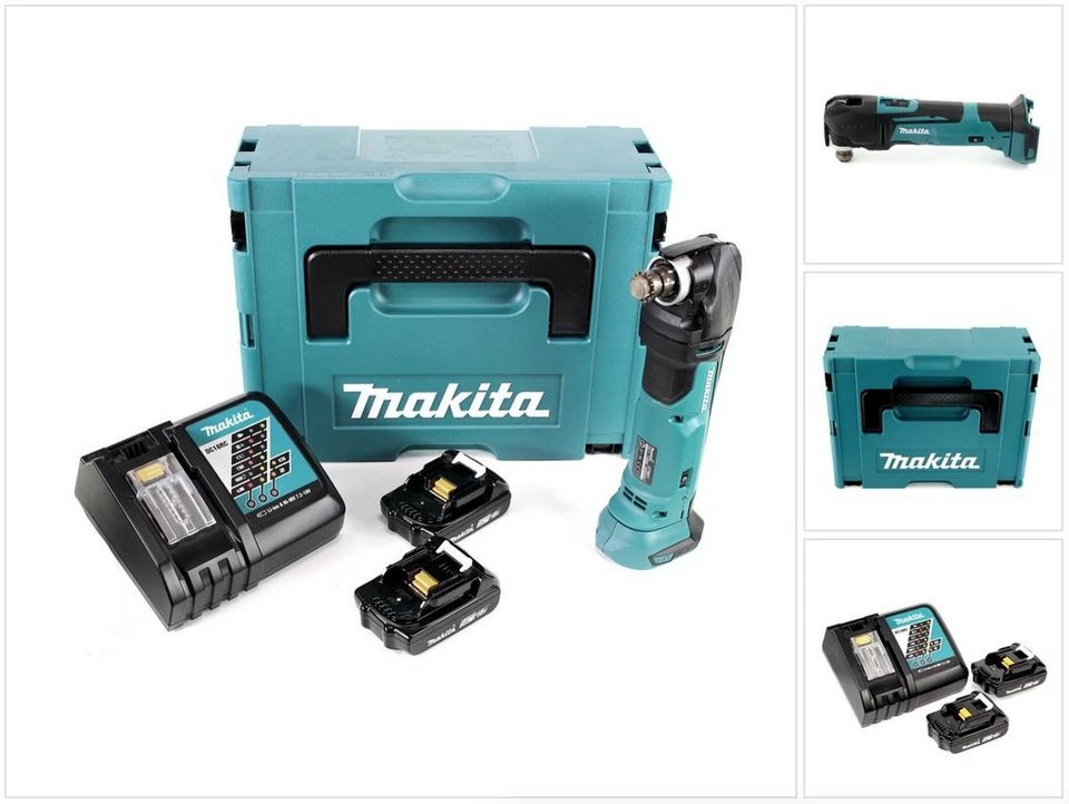 Makita Akku-Multifunktionswerkzeug DTM 51 RAJ 18 V mit 2x 2,0 Ah Akku und Ladegerät