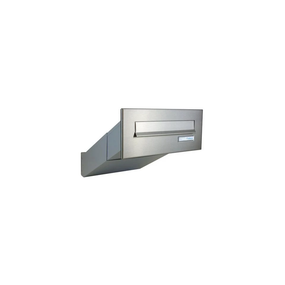 Letterbox24 Mauerdurchwurfbriefkasten D-042 Edelstahl 1-fach variable Tiefe mit Namensschild