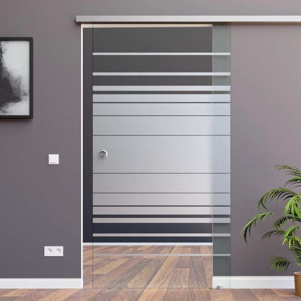 AMOD Glasschiebetür M4 SlimLine Komplett Set mit Griffmuschel SoftStop