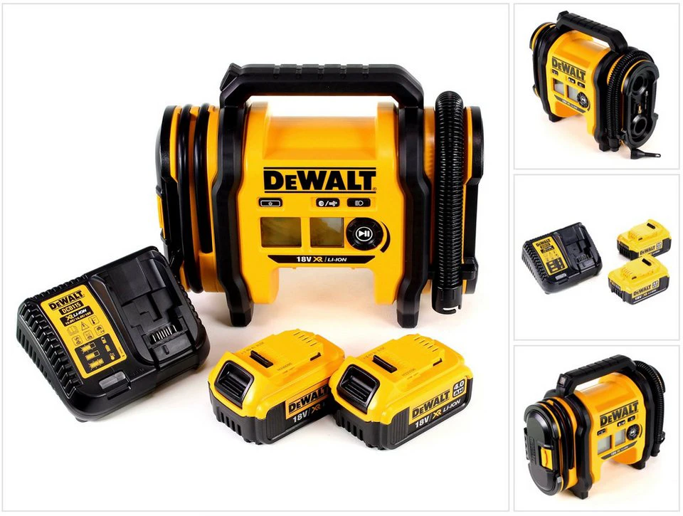 DeWalt Akku-Luftkompressor DCC018 N 18V 11 bar KFZ mit 2x 4,0 Ah Akku Ladegerät