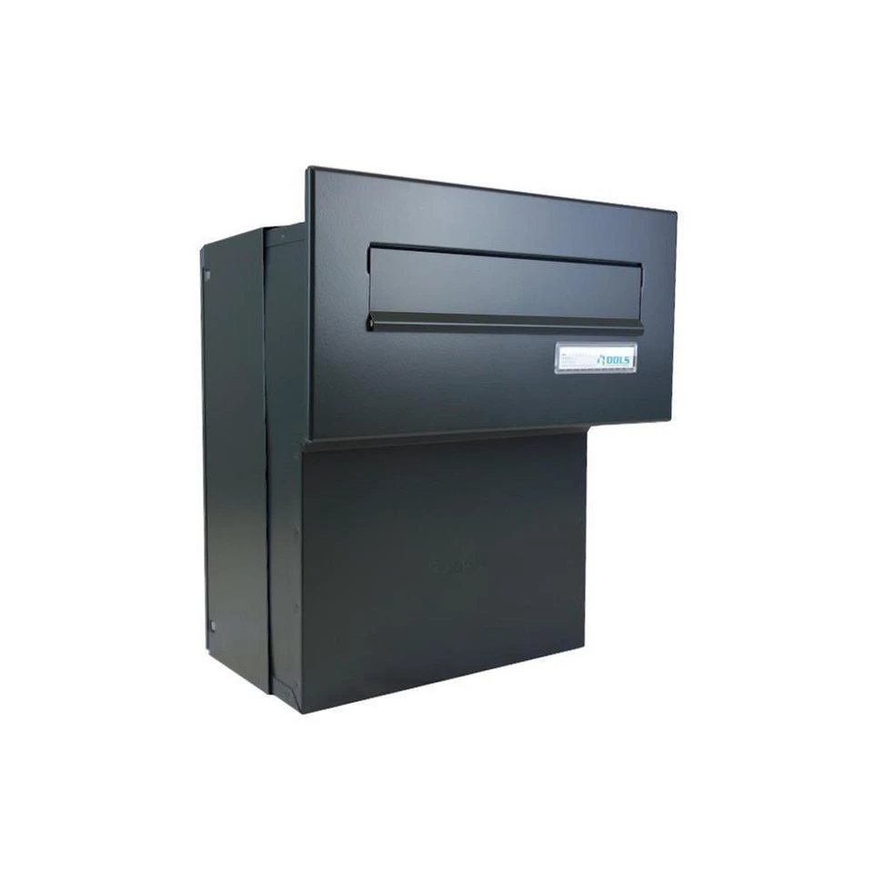 Letterbox24 Durchwurfbriefkasten F-046 mit Namensschild RAL 9005 RAL 7016