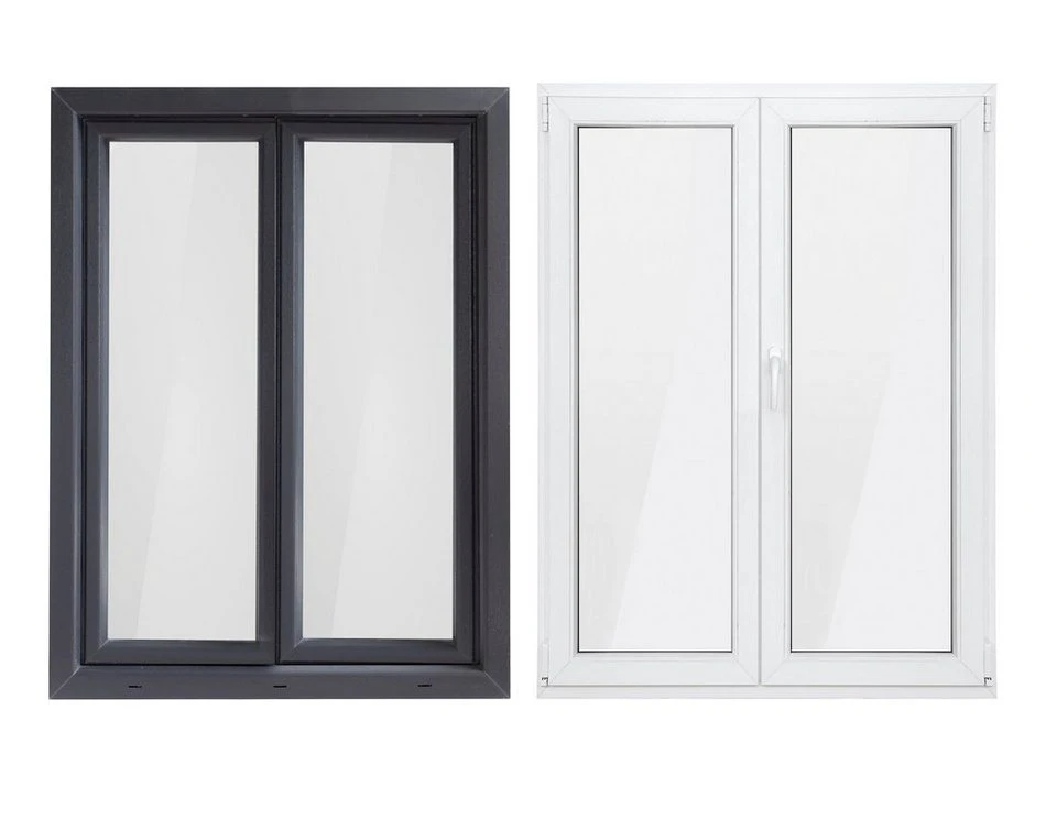 SN DECO GROUP Kunststofffenster 2 Flügel 1000x1200 anthrazit/weiß 70 mm Profil RC2 Sicherheitsbeschlag