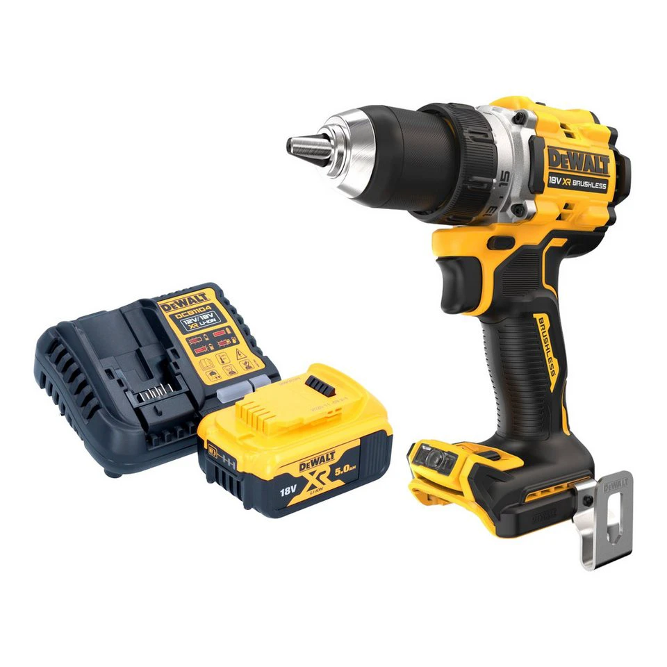 DeWalt DCD 800 Akku Bohrschrauber 18 V 90 Nm Brushless mit 5,0 Ah Akku Ladegerät