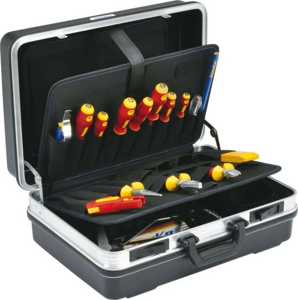 Klauke Hartschalenkoffer KL855B22 bestückt Lehrlingskoffer Elektromonteur-Set 22 Werkzeuge