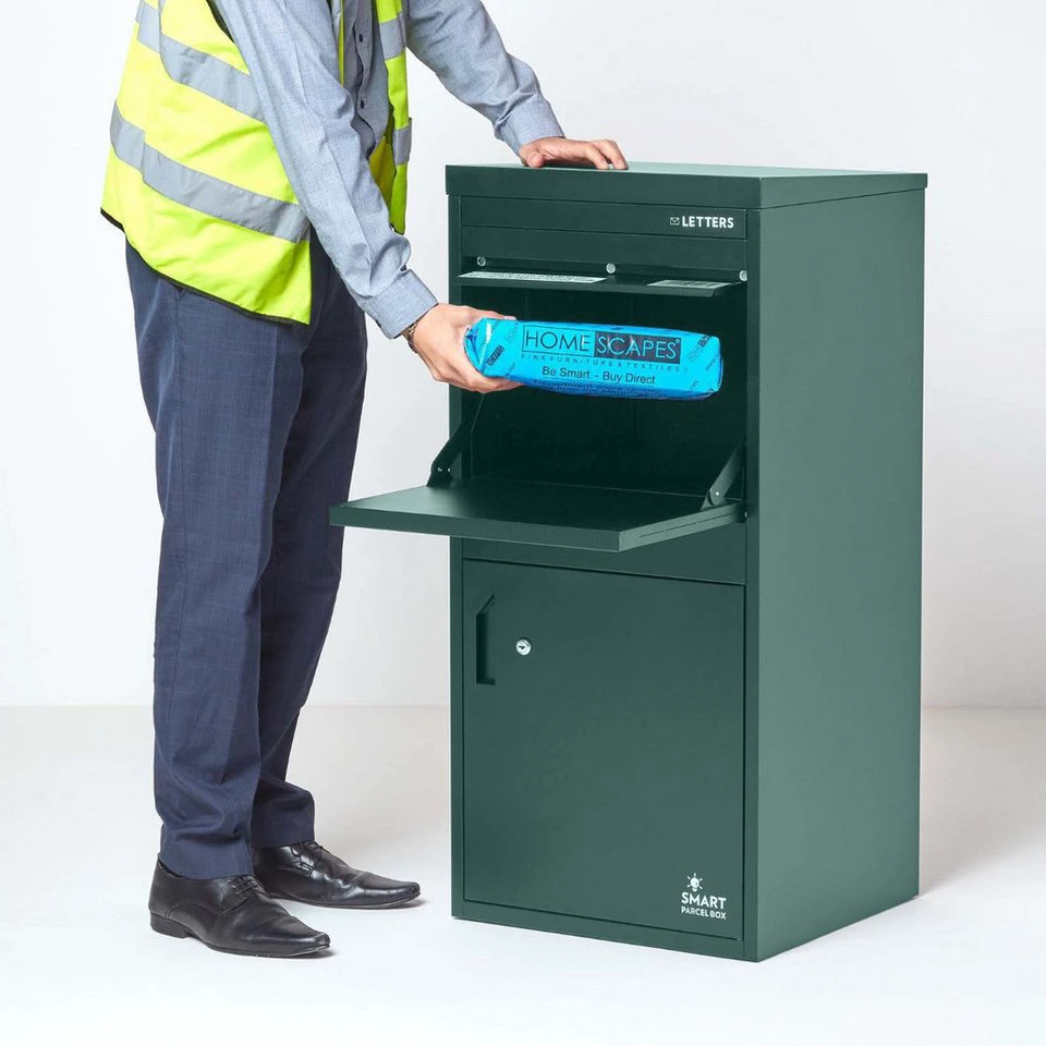 Smart Parcel Box Paketbriefkasten extra groß grün Entnahme hinten und vorne