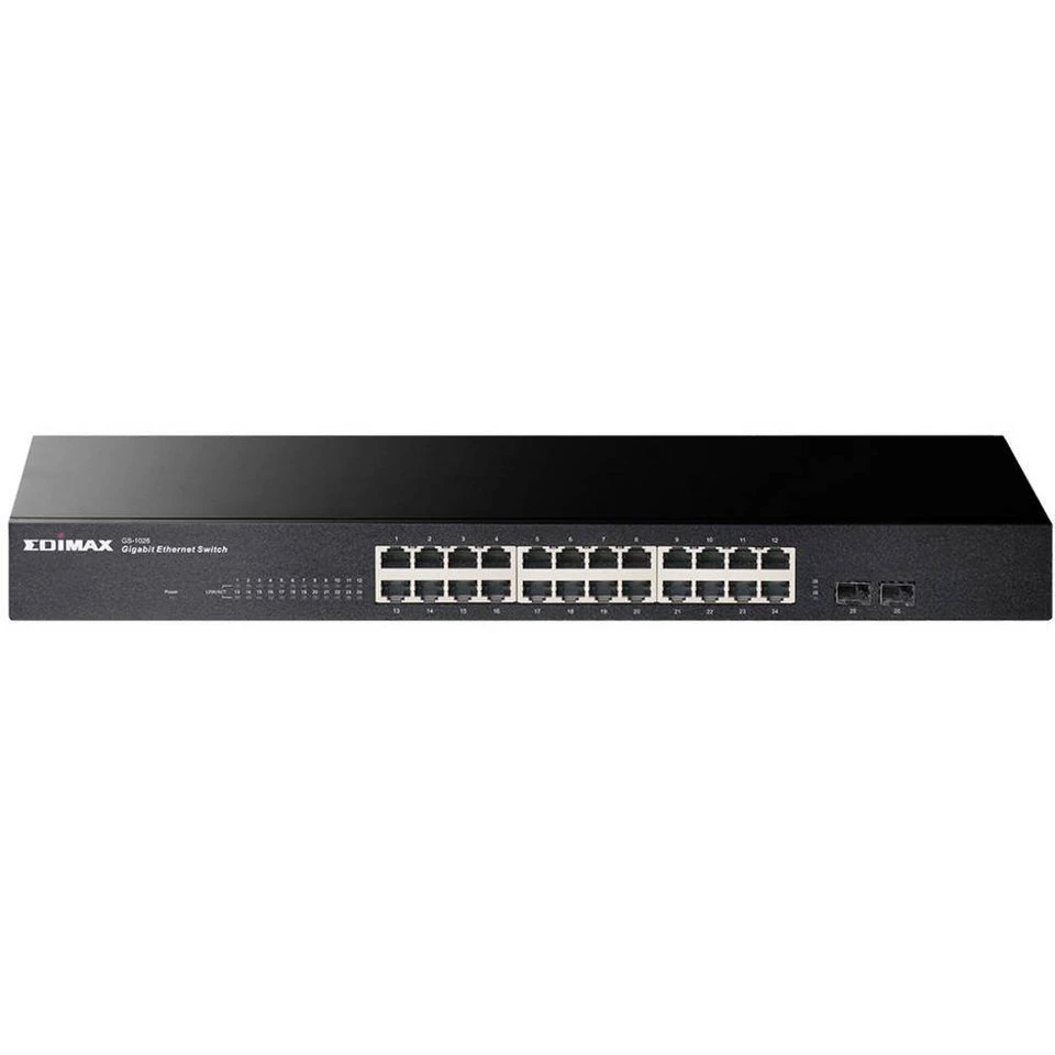 Edimax 26-Port Gigabit Switch GS-1026 V3 mit 2 SFP-Ports Netzwerk-Switch