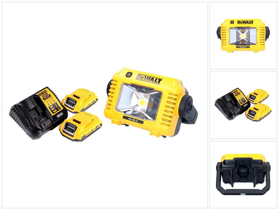 DeWalt Akku LED Arbeitsstrahler DCL 077 12 V 18 V 2000 lm IP54 2x Akku