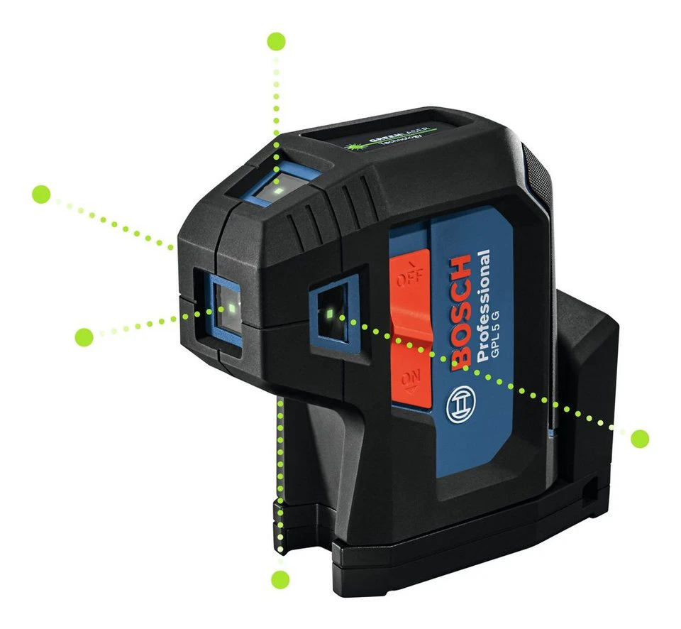 Bosch Professional Punkt- und Linienlaser GPL 5 G 5-Punkt-Laser grüne Laserpunkte Schutztasche