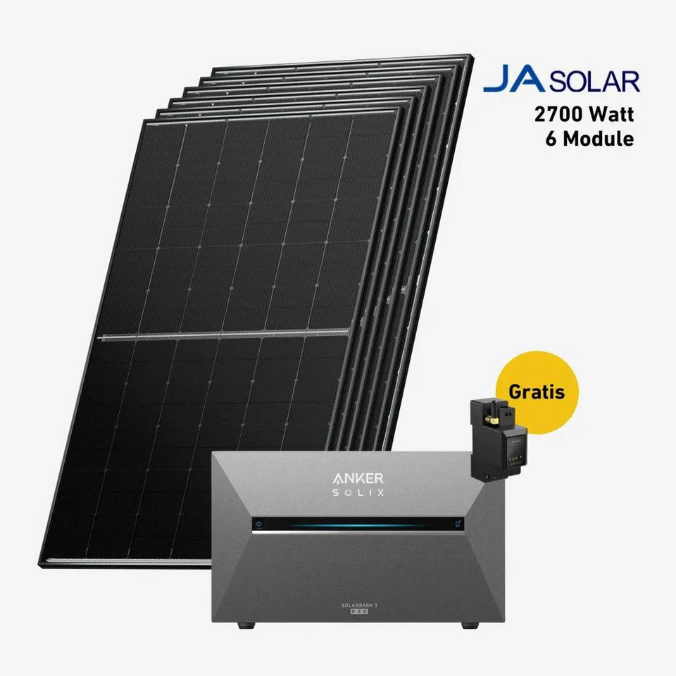 Balkonstrom Balkonkraftwerk 2700W mit Speicher Anker SOLIX Solarbank 3 E2700 PRO bifazial