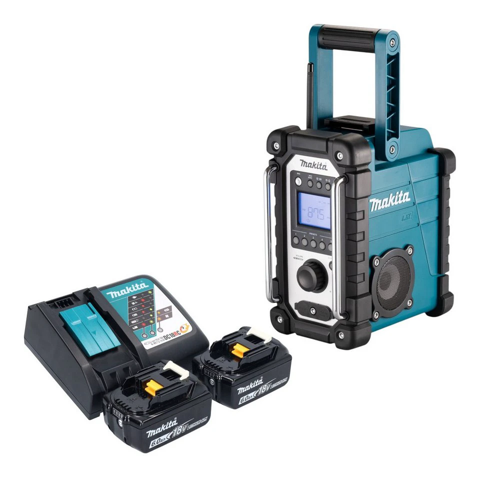 Makita DMR 116 Baustellenradio AM FM AUX 14,4 - 18 V 2x Akku 6,0 Ah Ladegerät