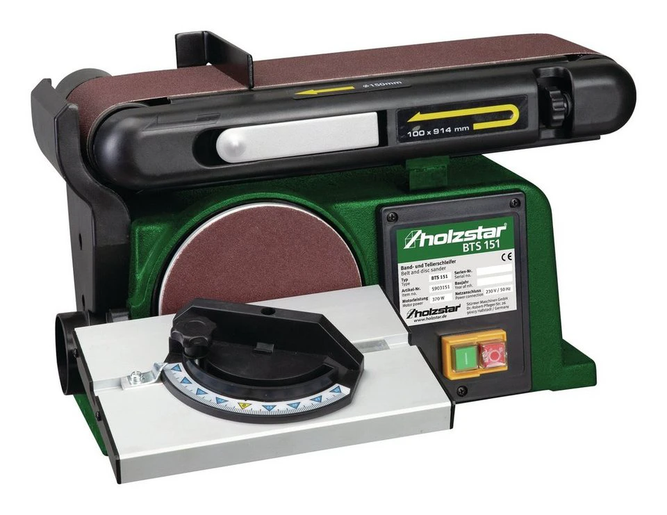 Holzstar Bandschleifer BTS 151 Band- und Tellerschleifer Stahl-Grauguss 226 mm