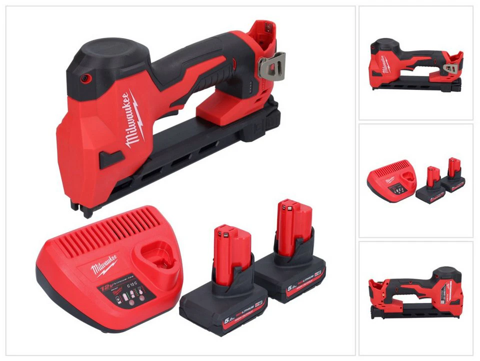 Milwaukee M12 BCST-502 Akku Tacker 12 V 19 x 25,4 mm mit 2x Akku 5,0 Ah