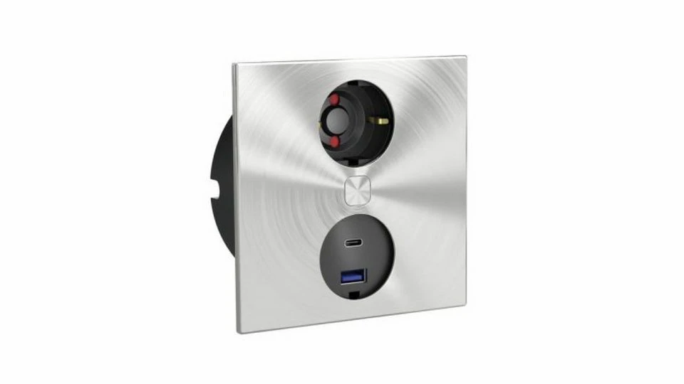 Bachmann GmbH Steckdose Duplex E Doppel USB A+C Schukosteckdose Edelstahl 7054004