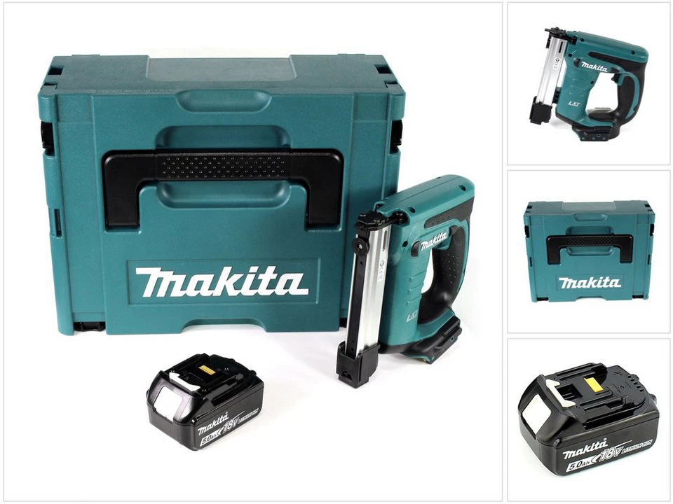 Makita Nagler DST 221 18 V Li-Ion Akku Tacker Makpac 2 mit BL 1850 B 5,0 Ah