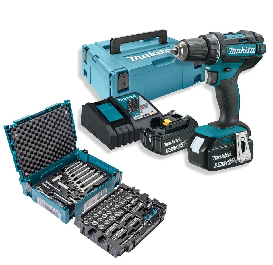 Makita Akku-Bohrschrauber 18 V 2-Gang-Vollmetall-Planetengetriebe 21 Stufen Doppel-LED