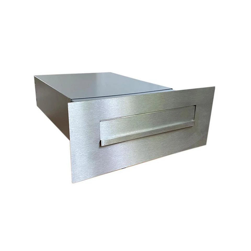 Letterbox24 Briefkasten FLAT Design BX-042 Edelstahl Mauerdurchwurf ohne Namensschild