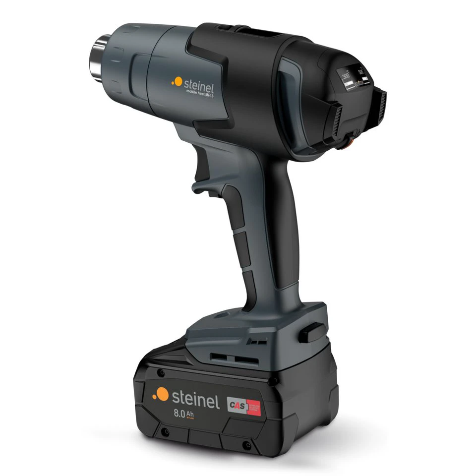 steinel Heißluftgebläse MobileHeat 3 18 V 8,0 Ah Akku Ladegerät 600 W 500 °C Grau Keramikheizung