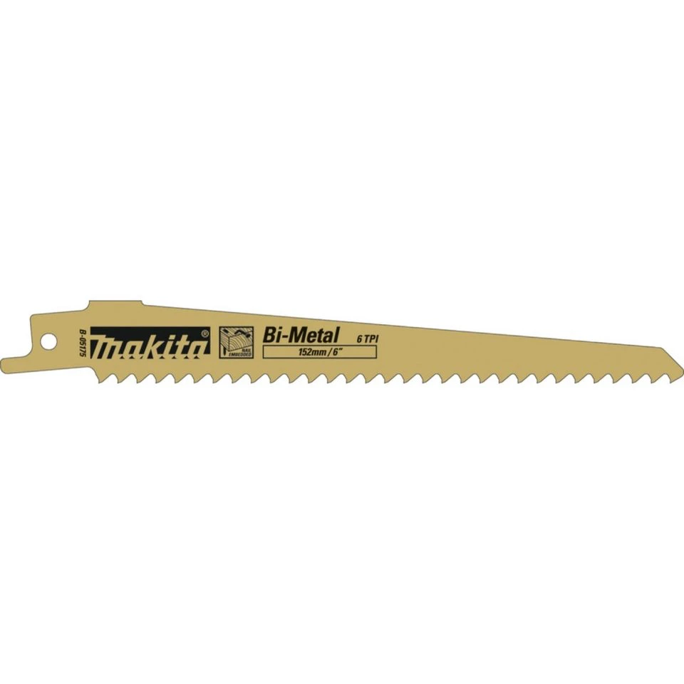 Makita Reciprosägeblätter B-05175 für Holz 5 Stück Bi-Metal 152 mm 1,25 mm