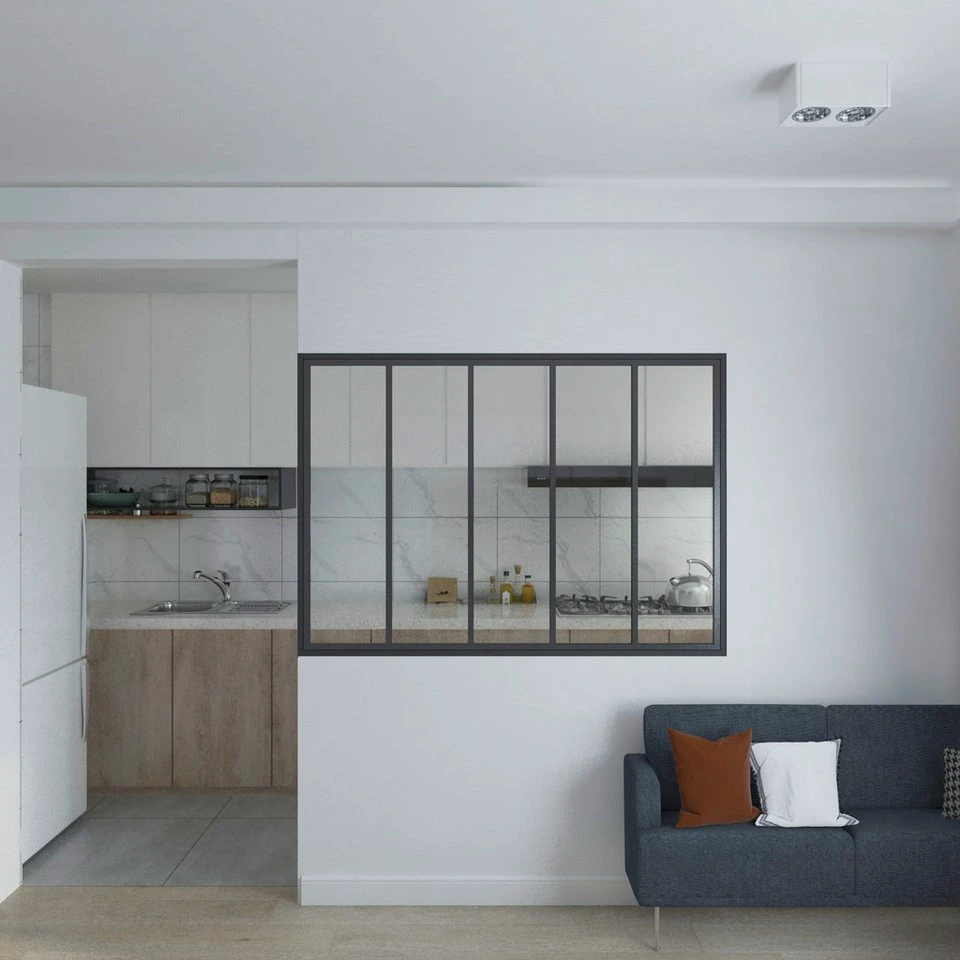 inova wohnen Innenfenster Klarglas schwarzer Stahlrahmen 153 x 108 cm 4 mm Sicherheitsglas vormontiert