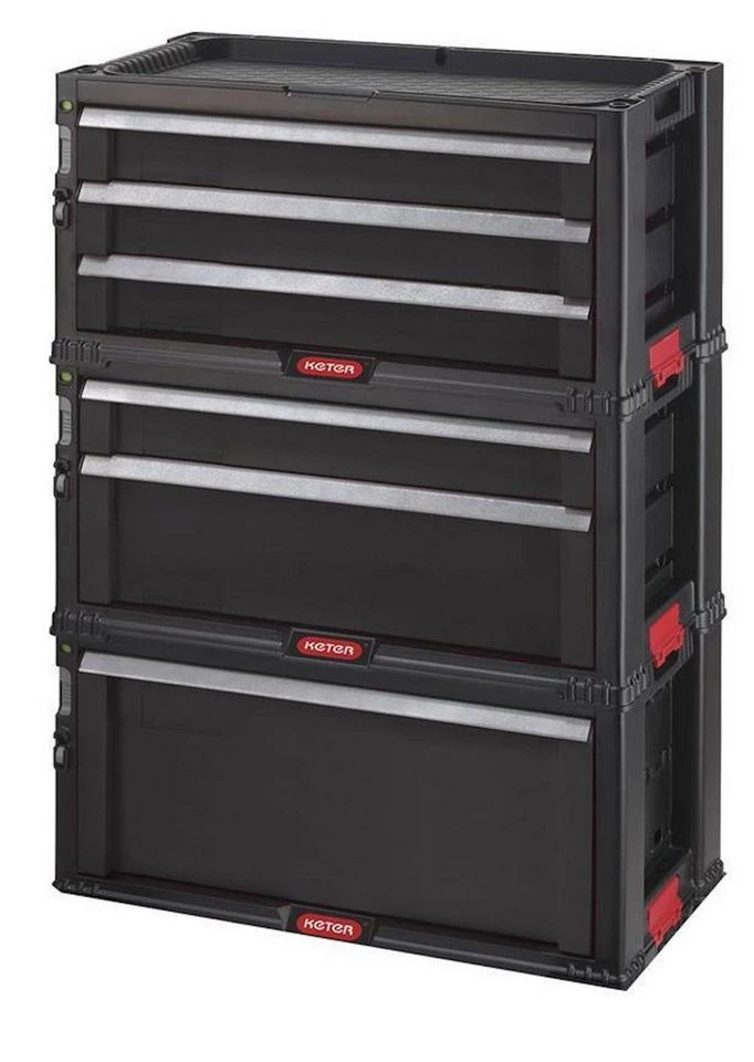 Keter Werkzeugbox Werkzeugkasten 6 Schubladen mit Rädern 565 x 750 x 290 mm