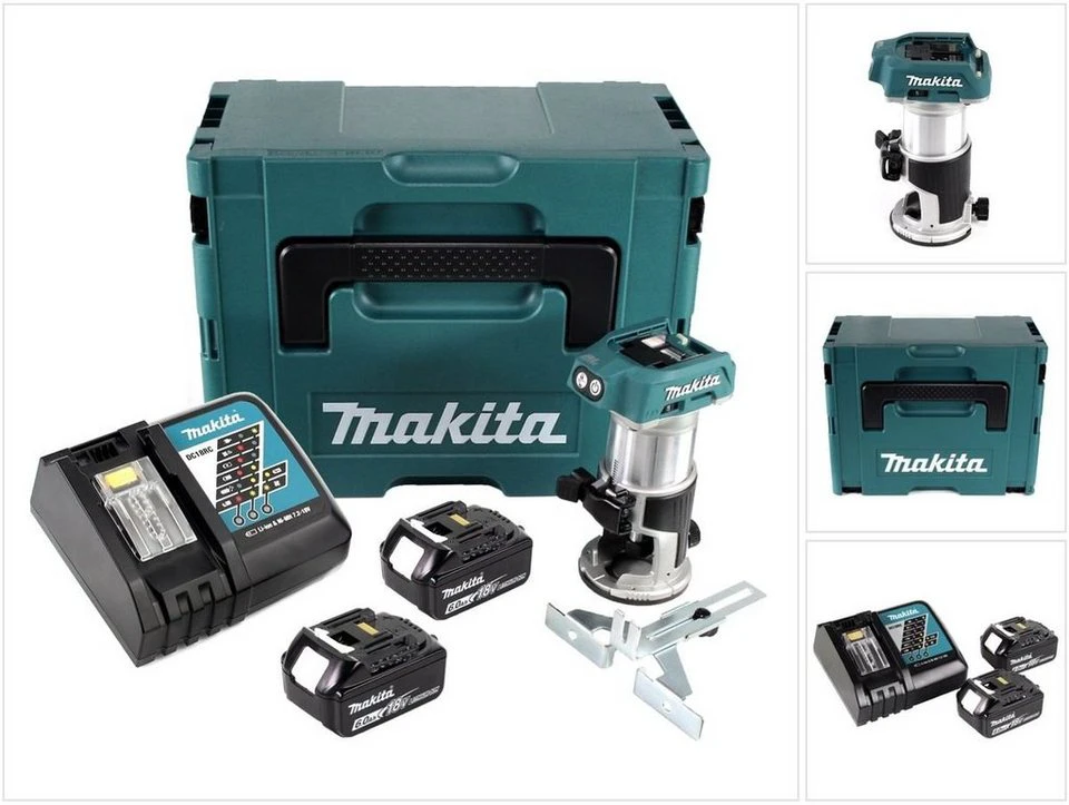 Makita DRT 50 Akku-Multifunktionsfräse brushless 18V 2x Akkus 6,0 Ah mit Schnellladegerät