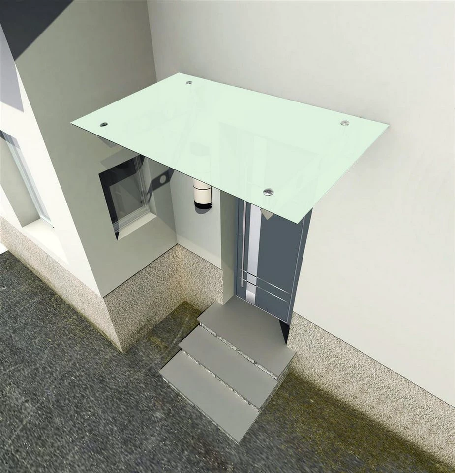 Glaszentrum Hagen Glasvordach 200x90 cm Weiß V2A-S