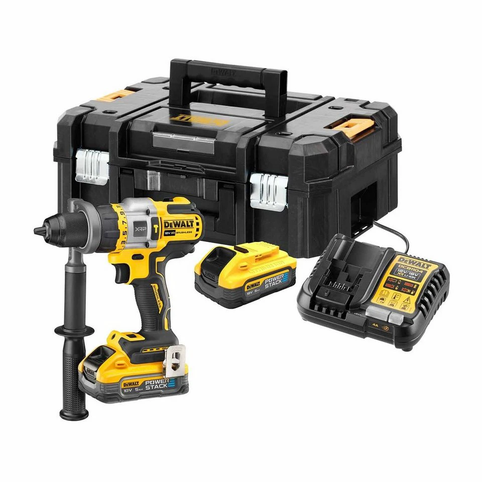 DeWalt Akku-Schlagbohrschrauber DCD999H2T 18 V 5 Ah Powerstack mit Ladegerät 2x Akku