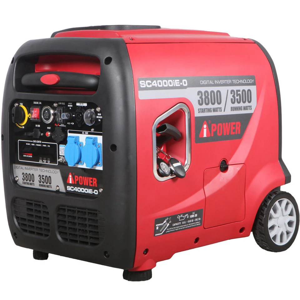 A-iPower Stromerzeuger SC4000iE-O 3,8 kW Inverter Benzin 4-Takt 2x230V Steckdosen