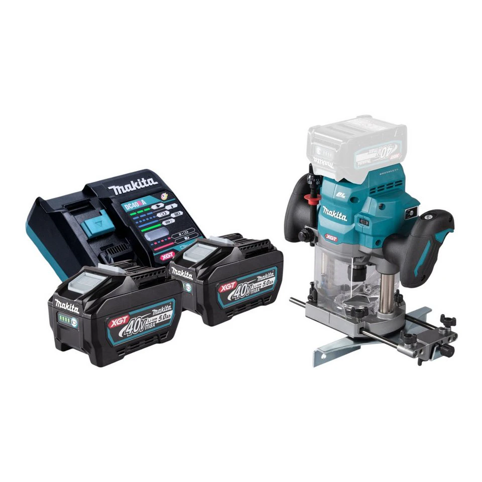Makita RP001G Akku-Oberfräse 40 V max. 12 mm Brushless 2x 5,0 Ah Akku Ladegerät