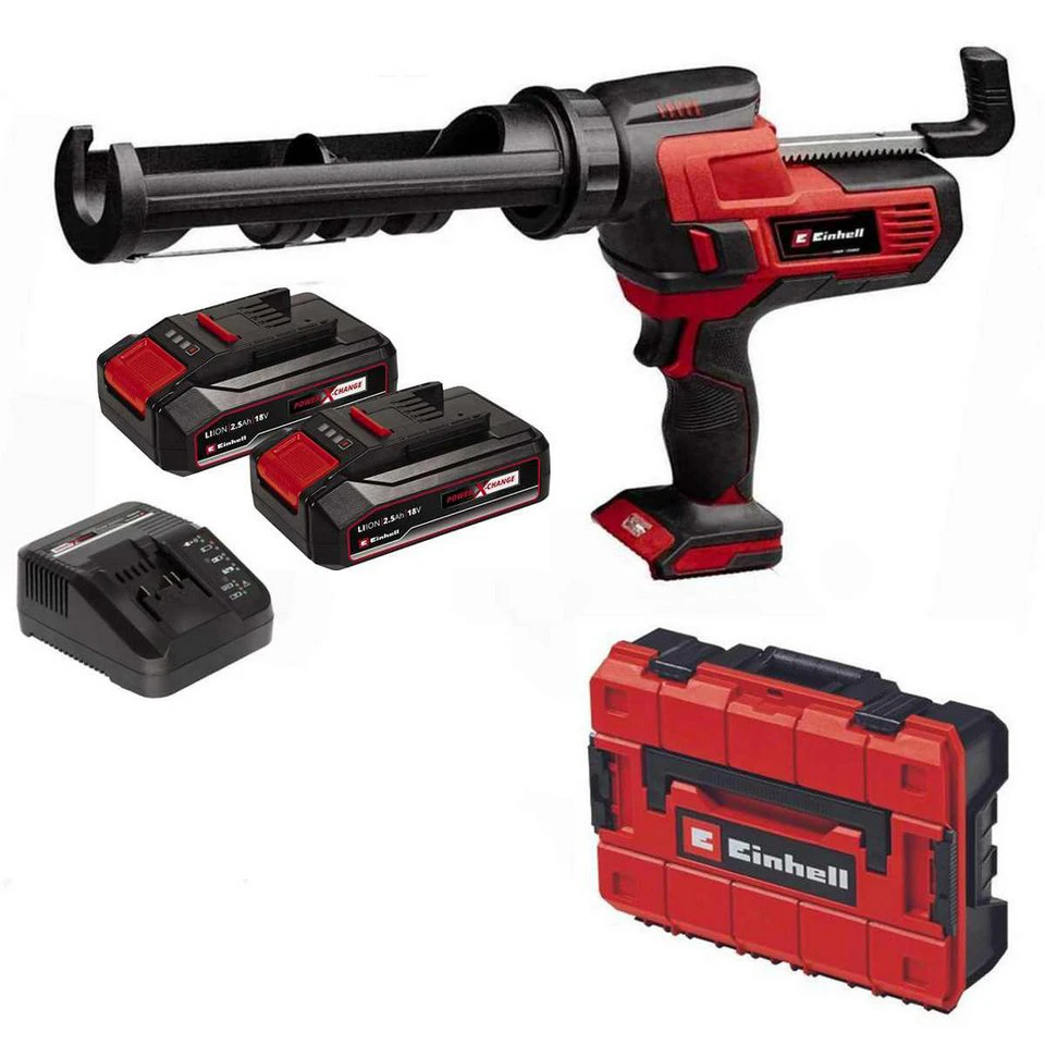 Einhell Akku-Kartuschenpistole TE-SG 18/10 18V mit 2 x Akku 2,5 Ah Ladegerät Systemkoffer