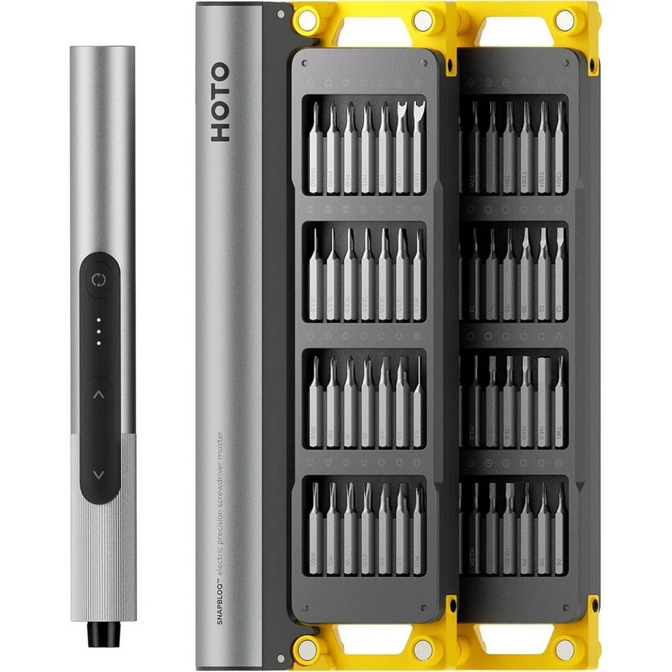 SNAPBLOQ S‑A01 Mini-Elektroschraubendreher-Set magnetisch 3 Drehmomentstufen 56 Bits