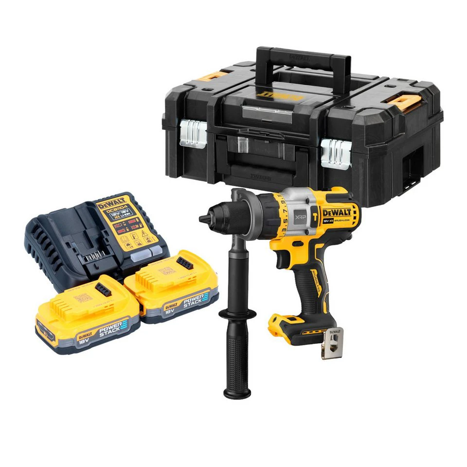 DeWalt Schlagbohrschrauber DCD 999 18 V 95 Nm 2x Powerstack Akku 1,7 Ah Ladegerät TSTAK