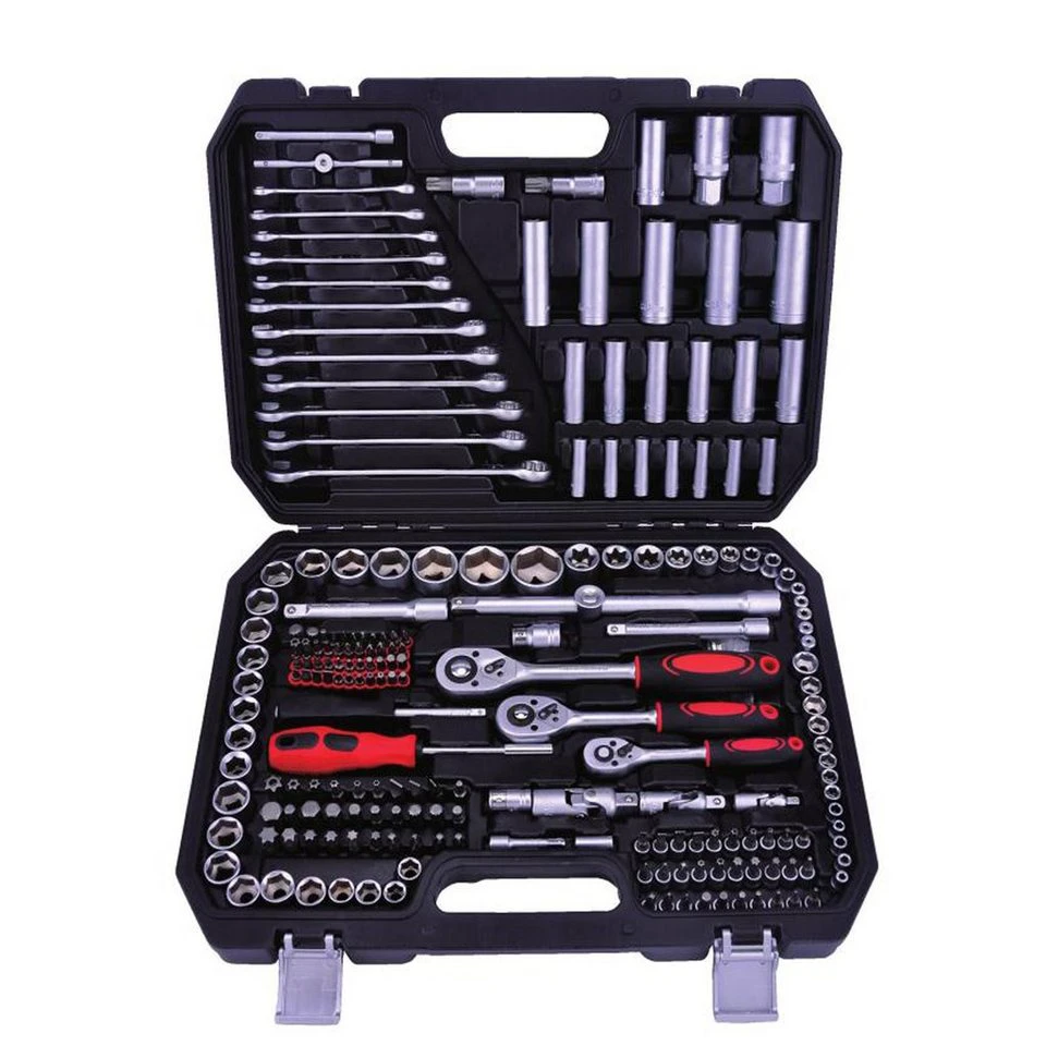 Kraftmax Werkzeugset KF-216 216-teilig Chrom-Vanadium-Stahl Schwarz Rot