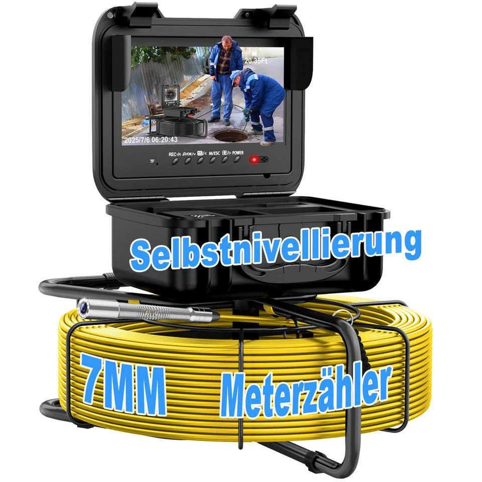 ANYSUN Rohrkamera Kanalkamera Abflusskamera 30 m HD 9-Zoll IPS-Display 5-fach optischer Zoom